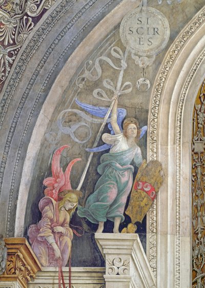 Deux anges, détail du côté gauche du mur est dans la chapelle Strozzi, c.1457-1502 - Filippino Lippi